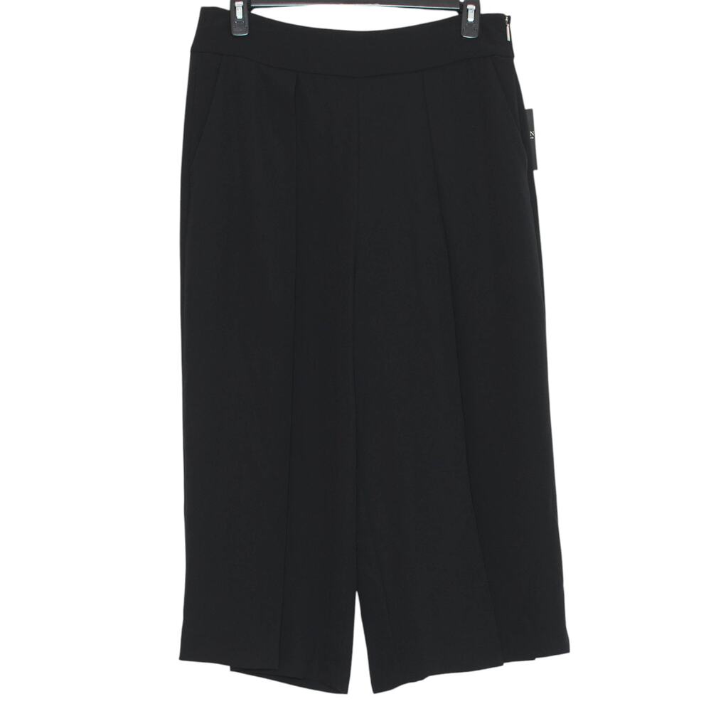 NWT Ralph Lauren Black Pleated Wide Leg Crop Pants Workwear Office Plus Size 14
